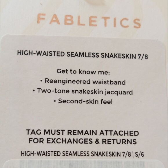 NWT Fabletics High Waisted Seamless Snakeskin 7/8 Leggings Size Small - Picture 11 of 12
